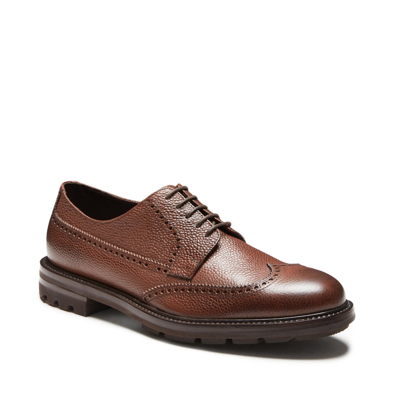 Zapato de cordones Derby Oxford de piel color almendra para hombre