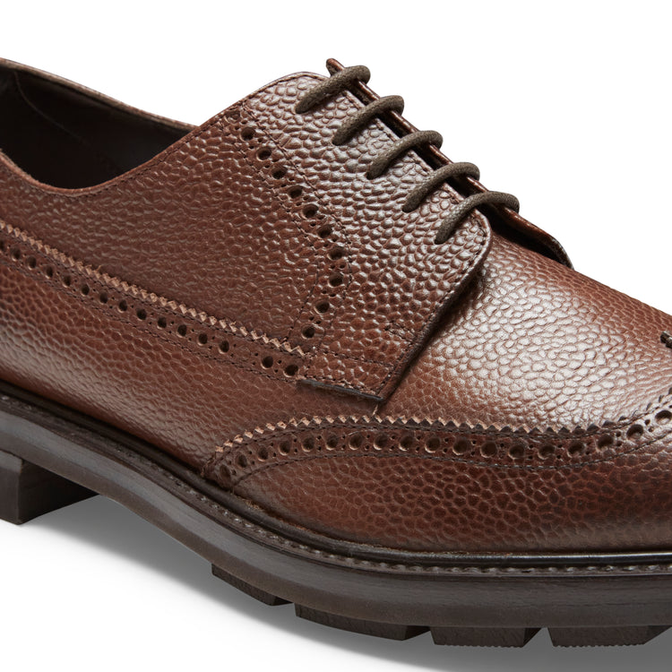 Zapato de cordones Derby Oxford de piel color almendra para hombre