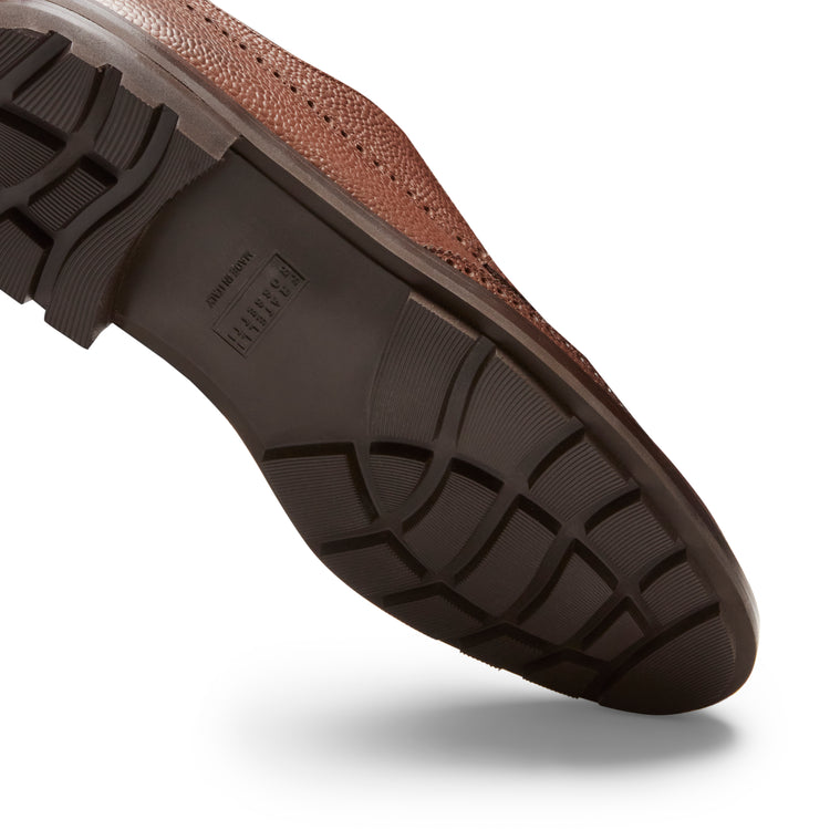 Zapato de cordones Derby Oxford de piel color almendra para hombre