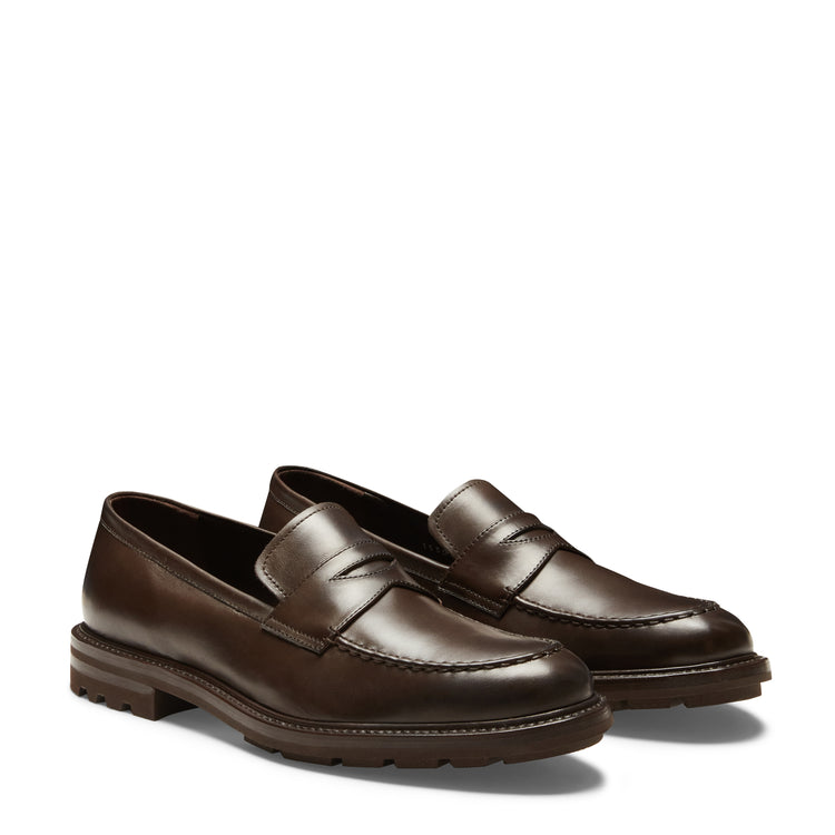 Mocassino in pelle da uomo color ebano
