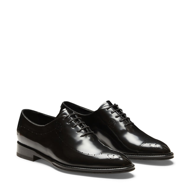 Zapato de estilo inglés de piel de color negro para mujer