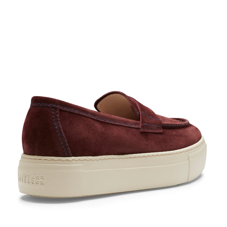Mocassins en daim couleur bordeaux pour femmes