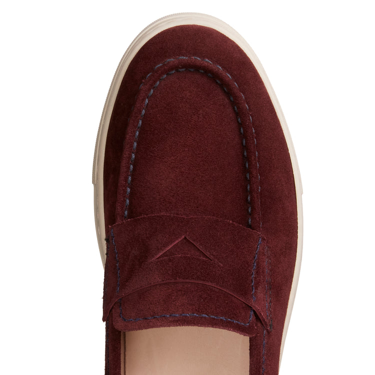 Mocassins en daim couleur bordeaux pour femmes