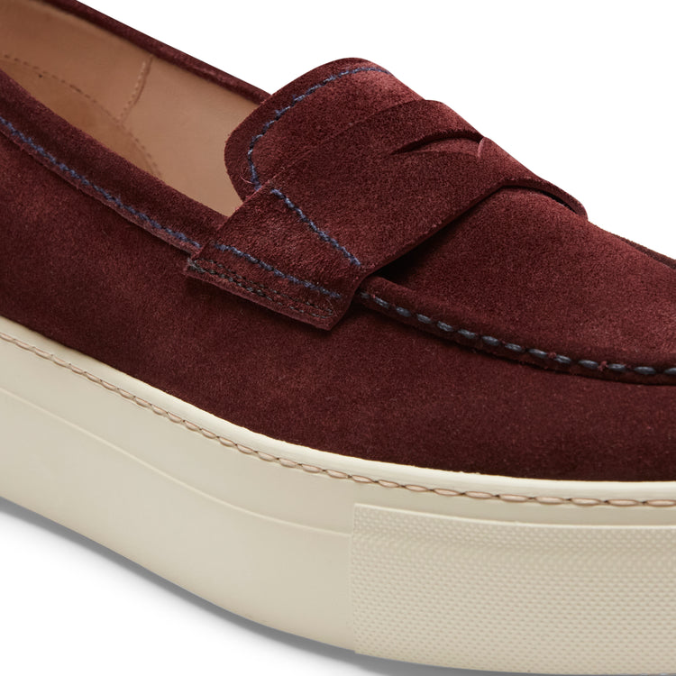 Mocassins en daim couleur bordeaux pour femmes