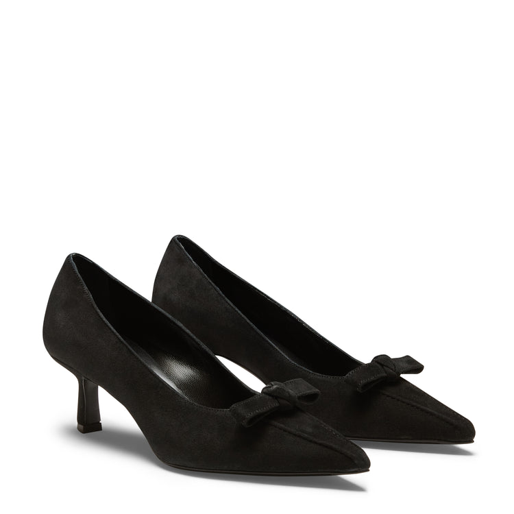 Pumps mit mittelhohem Absatz aus schwarzem Wildleder