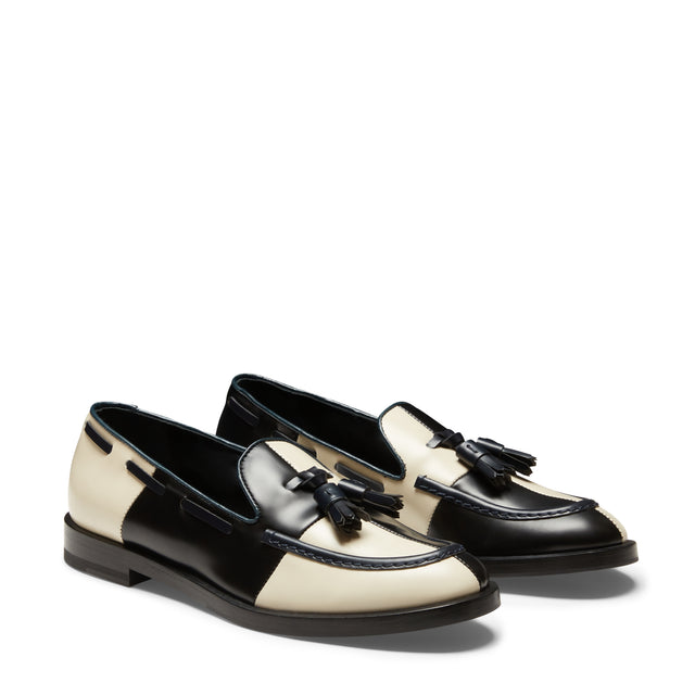 Mocasín Brera Damier de piel bicolor para mujer