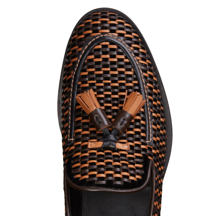 Men’s ivory and black leather Brera Thread loafer