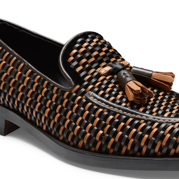 Men’s ivory and black leather Brera Thread loafer