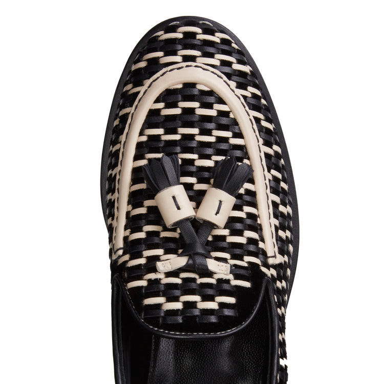 Women’s ivory and black leather Brera Thread loafer