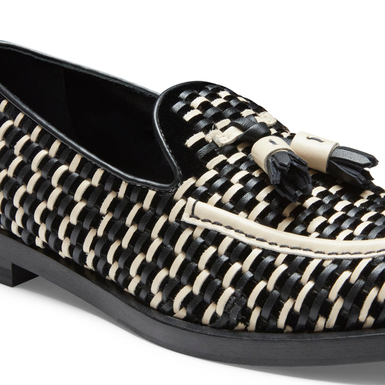 Women’s ivory and black leather Brera Thread loafer