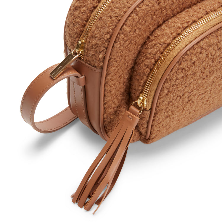 Brera walnut-coloured leather shoulder bag