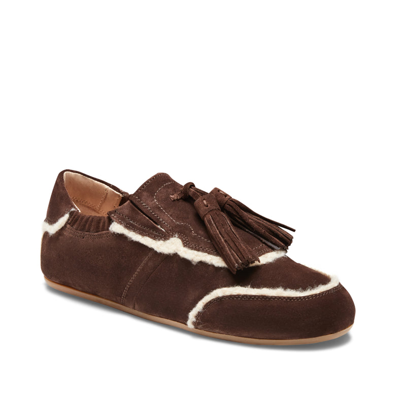 Sneaker Grace in suede da donna color cacao