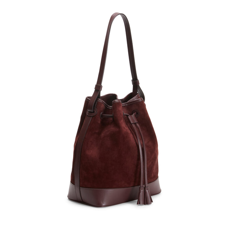 Borsa a secchiello Royal bordeaux in suede e pelle