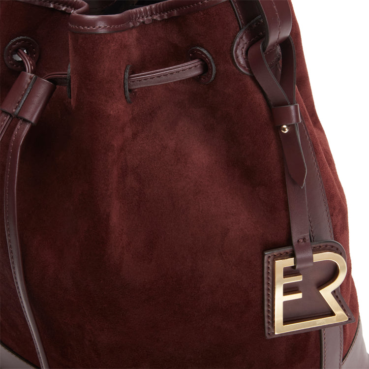 Borsa a secchiello Royal bordeaux in suede e pelle
