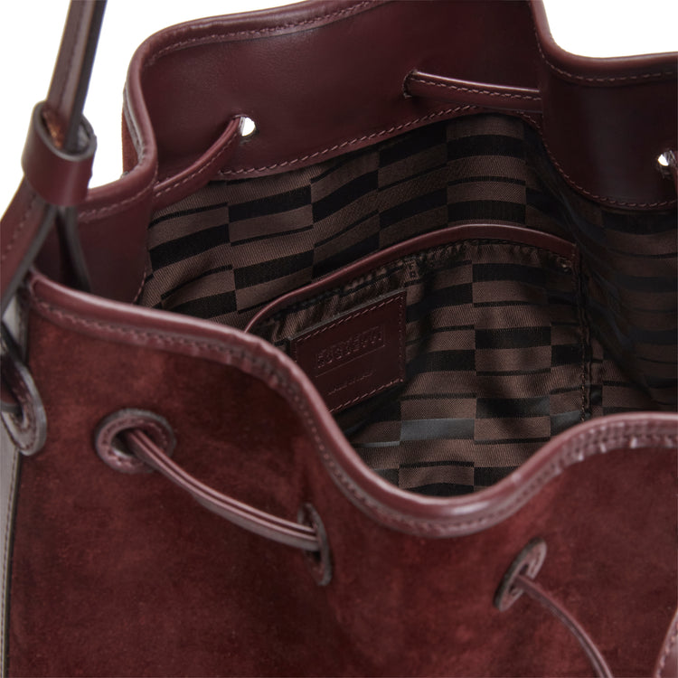 Borsa a secchiello Royal bordeaux in suede e pelle