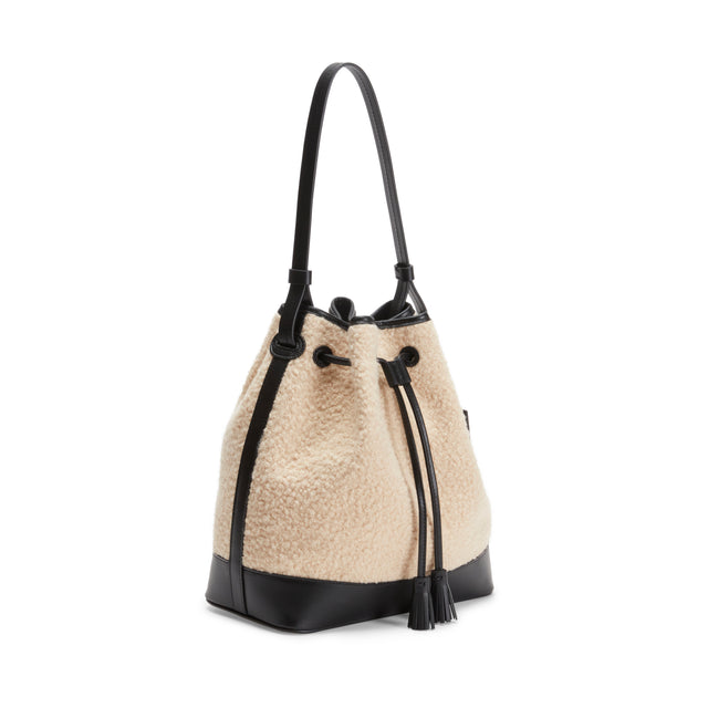 Bolso bombonera Royal bicolor de tejido y piel