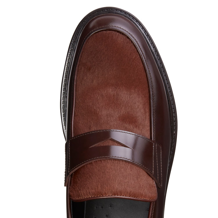 Mocassino in pelle da uomo marrone e cognac