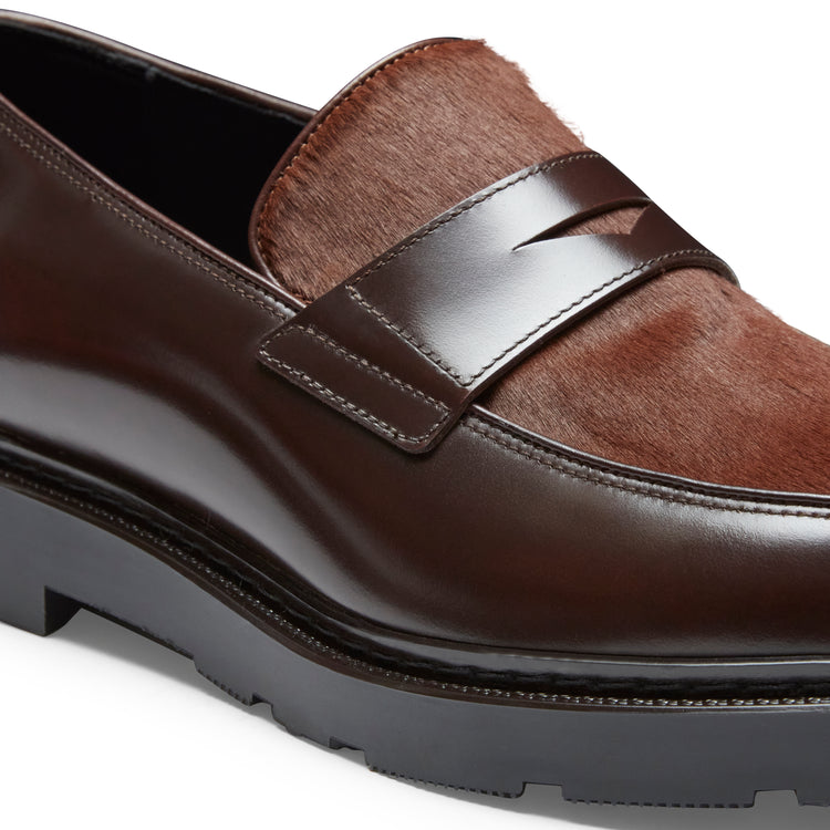 Mocassino in pelle da uomo marrone e cognac