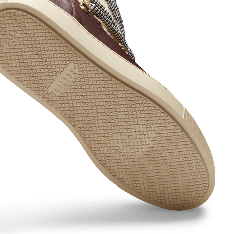Stivaletto in pelle e tessuto da donna color avorio