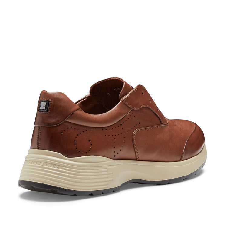 Sneaker in pelle mandorla suola bicolore da uomo