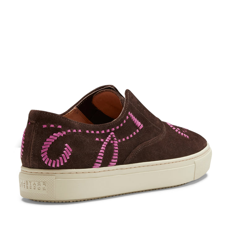 Damensneaker Sport aus kakaofarbenem Wildleder