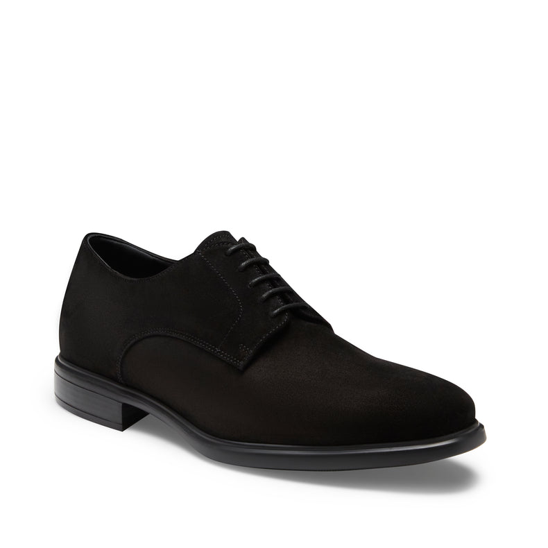 Stringata Derby Richard nera in suede da uomo