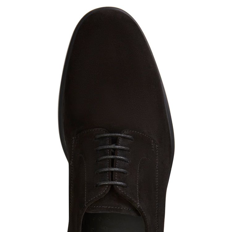 Stringata Derby Richard nera in suede da uomo