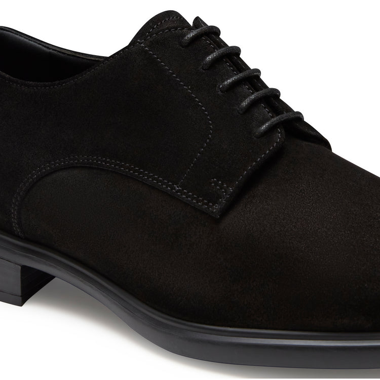 Stringata Derby Richard nera in suede da uomo