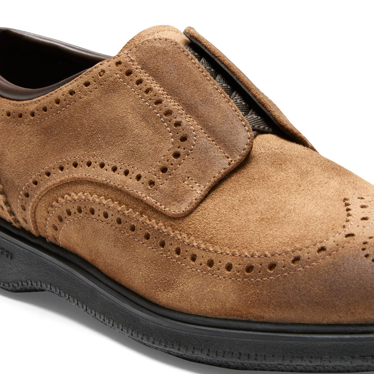 Stringata Derby in suede da uomo color castoro