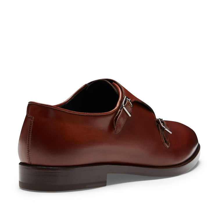 Zapato Derby de piel de color almendra con doble hebilla para hombre