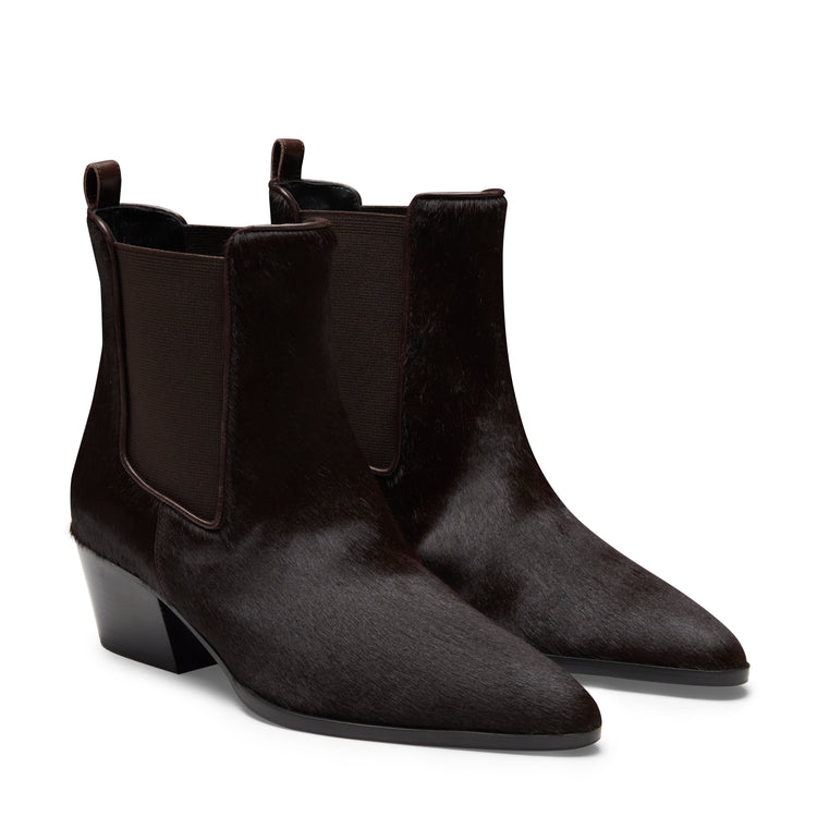 Women's brogue Chelsea boot in cocoa brown suede
