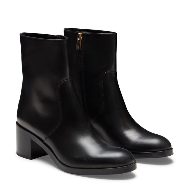 Damenstiefelette aus schwarzem Glattleder