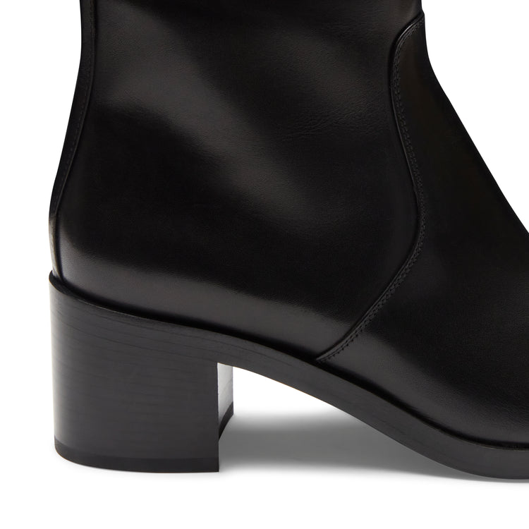 Bottines en cuir lisse noir pour femmes