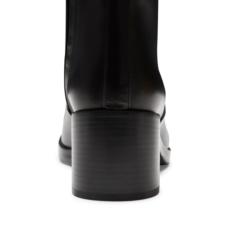 Bottines en cuir lisse noir pour femmes