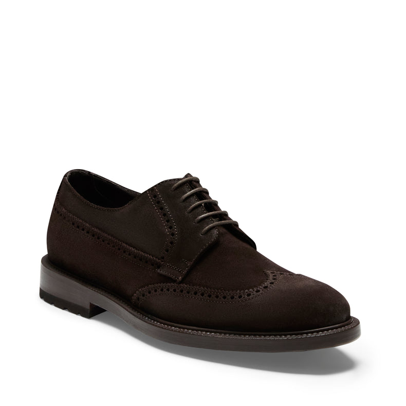 Stringata Derby brogue in suede da uomo color cacao