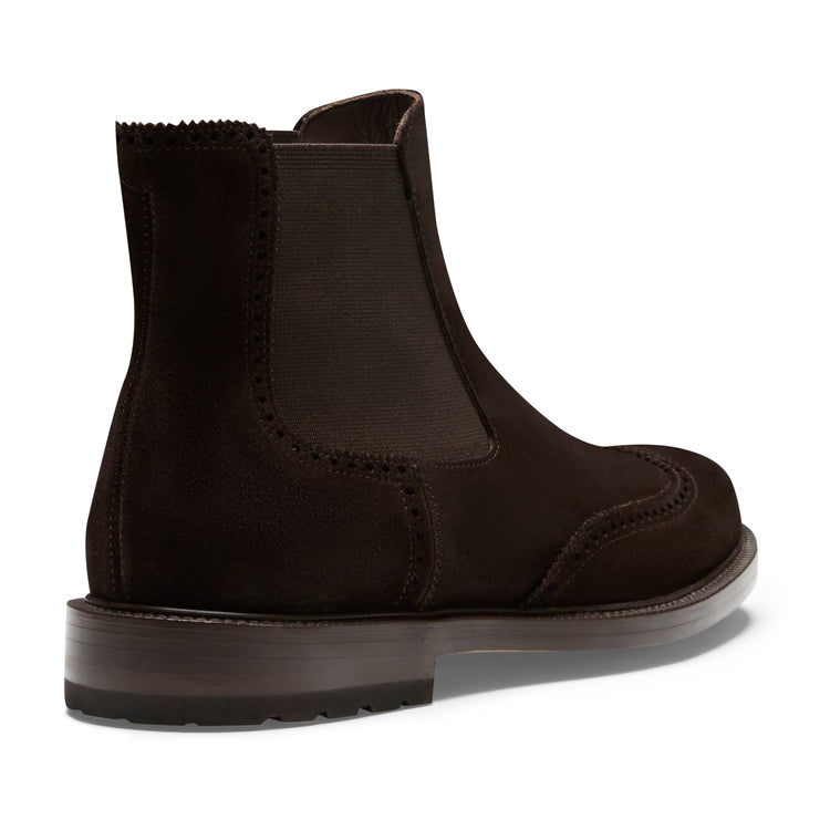 Chelsea boot brogue da uomo in suede cacao