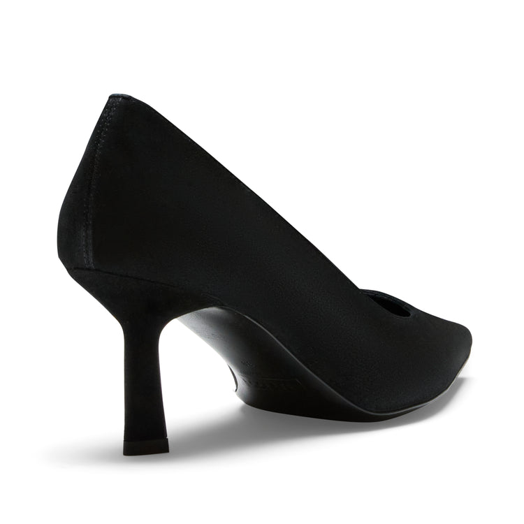 Black suede high-heel pump