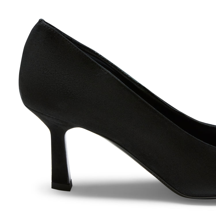 Black suede high-heel pump