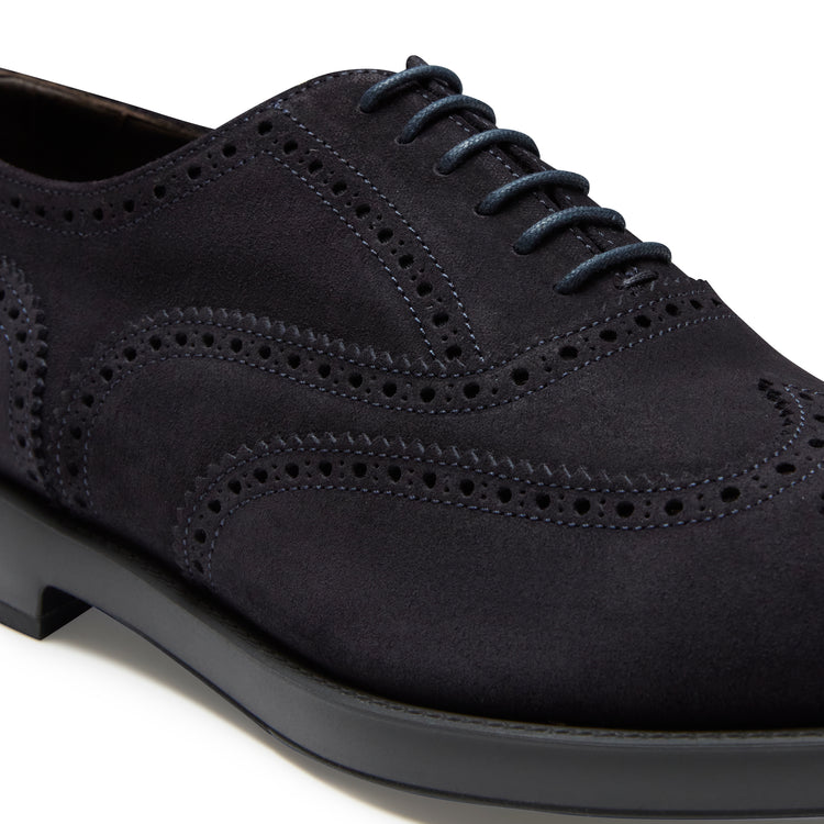 Brogue-Oxfordschuh aus marineblauem Wildleder für Herren