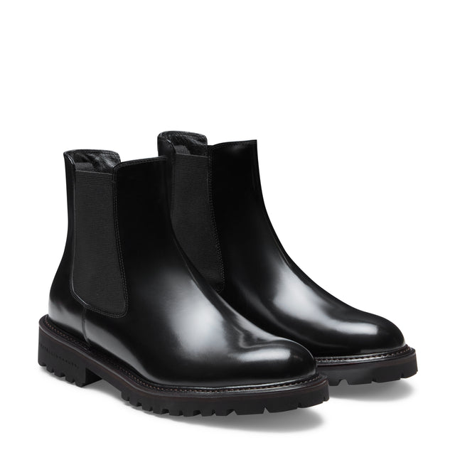 Chelsea-Damenstiefel aus schwarzem Leder