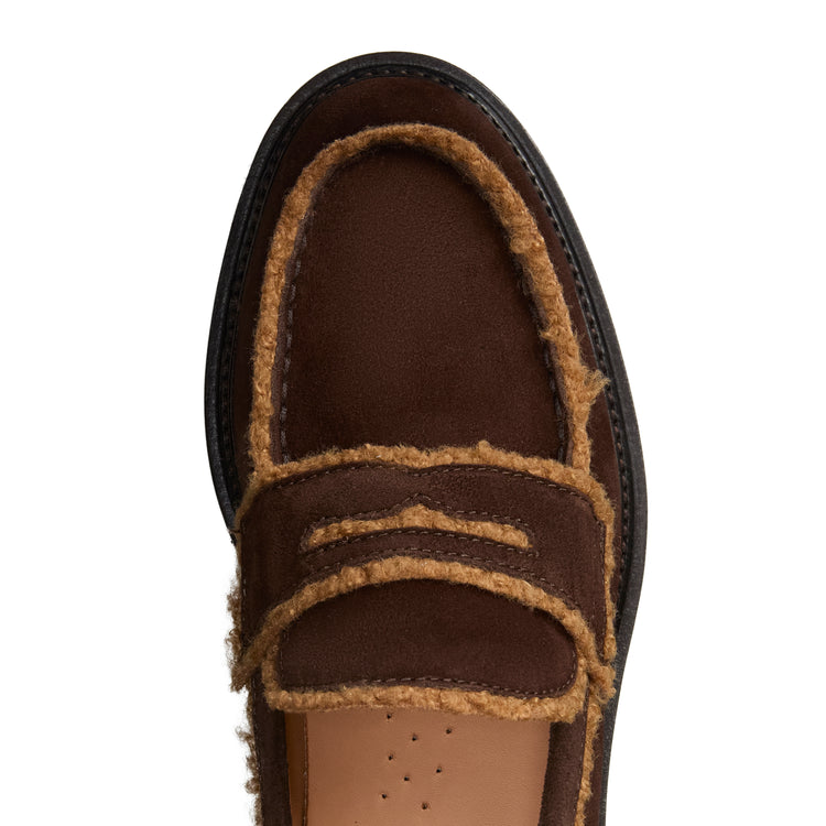 Women's cocoa brown suede loafer