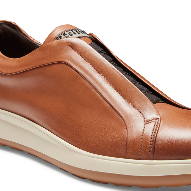 Sneaker in pelle liscia cuoio da uomo