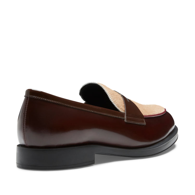 Mocassino in pelle da donna marrone e beige