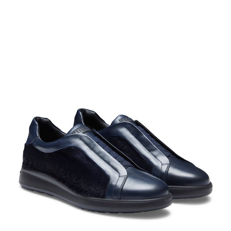 Herrensneaker aus marineblauem Leder
