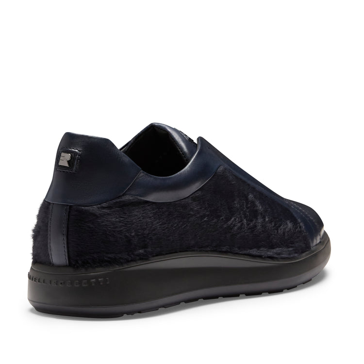 Herrensneaker aus marineblauem Leder