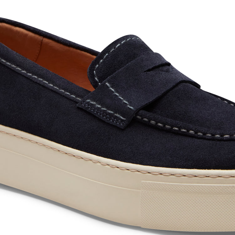 Damenloafer aus marineblauem Wildleder