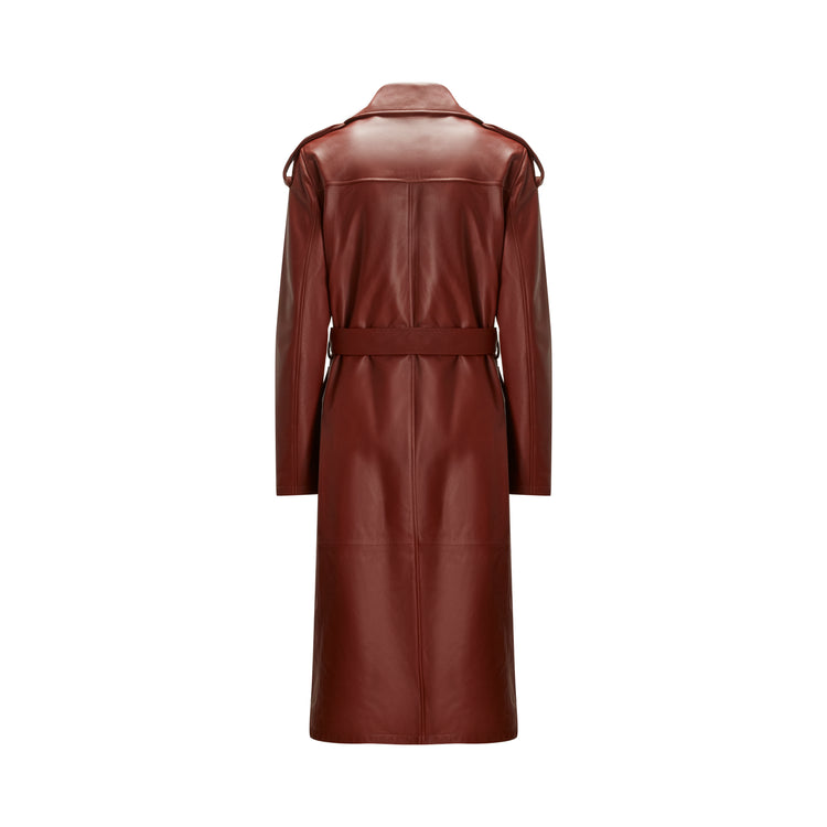 Trench da donna in pelle mandorla