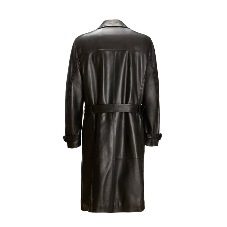 Trench da uomo in pelle nera
