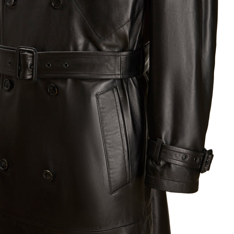 Trench da uomo in pelle nera