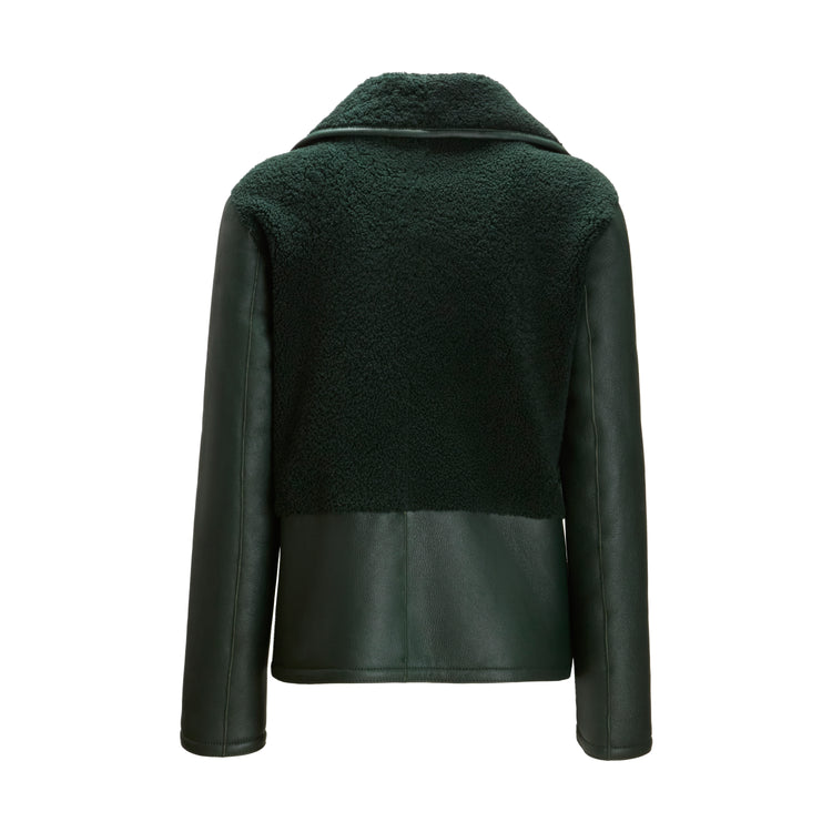 Women's forest green shearling jacket